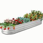 Galvanized Raised Garden Bed 8ftx2ftx1ft Oval Metal Planter Box Flowers Herbs