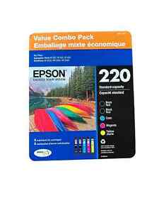 Epson 220 Value Combo Pack (2-B, 1-C, 1-M, 1-Y) Ink Cartridges (Exp: 10/2024)