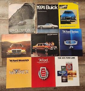 (9) HUGE LOT OF 1974 Ford Mustang Maverick Torino Fairmount Buick Sales Brochure