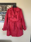 Womens Red Trench Coat Size XL