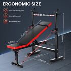 600lbs Weight Bench Press Adjustable Foldable Home/Gym Workout w/Barbell Rack US