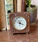 Antique Lenzkirch AUG Analog Alarm Clock Wooden Made Germany 3.5x3.5” Footed
