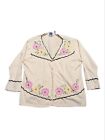 Vintage Storybook Knits floral cardigan Flower ramie cotton size 3X