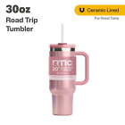 RTIC 30 oz Ceramic Lined Road Trip Tumbler, Leak-Resistant Straw Lid, Dusty Rose