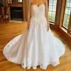 Private Label G White Lace Tulle Strapless Wedding Ball Gown Bridal Dress Size 8