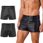 Men Wetlook Underwear Faux Leather Zipper Shorts Workout Gym Swimwear Hot Pants