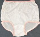 NOS Vintage Sears All Nylon Brief Panties 5 Double Gusset White w/Pink Elastic