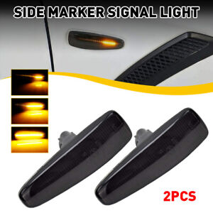 Smoked LED Fender Side Marker Lights Sequential Turn Signal Lamp for Mitsubishi