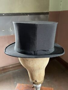 Antique Edwardian Silk Faille Top Hat Beautiful Condition w/ Box