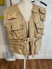 Vintage Orvis Men's Tan Distressed Loved & Time Fly Fishing Vest Sz. Medium