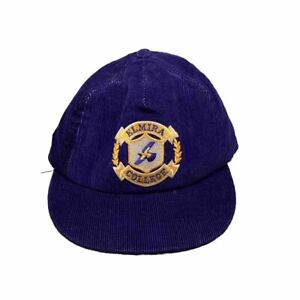 Vintage Elmira College 80s Corduroy Snapback Hat Cap Made in USA VTG Elite Swag
