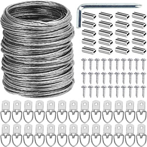 Ouskr 100 Pcs Picture Hanging Wire Kit 100 Feet Heavy Duty Wire