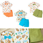 Baby Boys Shirt Top Short Sleeve Gentleman Cartoon Print Outfit Set Formal Gift