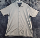 Brooks Brothers Shirt Mens XL Gray 100% Cotton Short Sleeve Collared Button Down