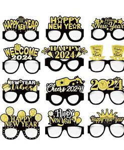 Happy New Year Glasses 2024 Pack of 12 New Years Eve Glasses, New Years Eve Part