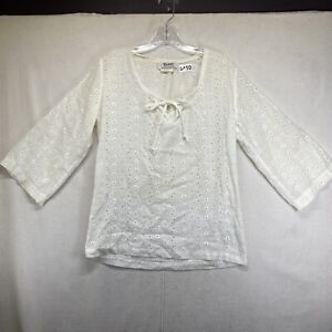 Vintage White Top Milk Maid Peasant Shirt Size 10 Sheer