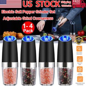 4X1 Gravity Electric Salt and Pepper Grinder Mill Shakers Adjustable Automatic