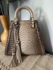 Embossed faux leather Ostrich Satchel Purse in wonderful condition