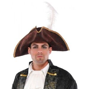 Brown Tricorn Pirate Hat Costume Accessory Adult Halloween