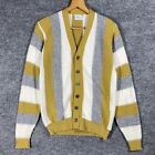 VINTAGE 50s 60s Brent Prep Cardigan Sweater Size Small Striped Acrylic Mohair