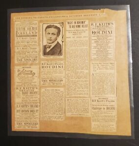 5051----1914 Harry Houdini performs in Philadelphia - great clips and ads