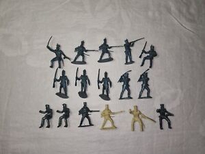 Vintage Marx Zorro Alamo Mexican Army 54mm Playset Figures Metallic Blue Cream