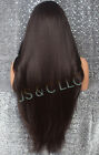 Extra Long Human Hair blend Heat OK Full Lace Front Wig WBPC Dark Brown 4