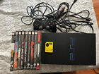PlayStation 2 PS2 Console Bundle Fat Cables & Controller Tested Works W 9 Games