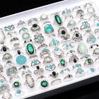 Bulk Lot 50 Mixed Flower Stone Bohe Vintage Rings Women Charm Party Gift Jewelry
