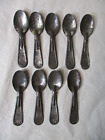 Lot of 9 Vintage Antique Worn Silver Aluminum Tin Tasting Ice Cream Spoons 3.5