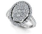 NEW LADIES 14k WHITE GOLD DIAMOND PAVE SET OVAL SHAPED HALO COCKTAIL RING