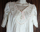 VTG ANTIQUE White Long Night Gown Ribbon Crochet Short Sleeves  MED/ LG