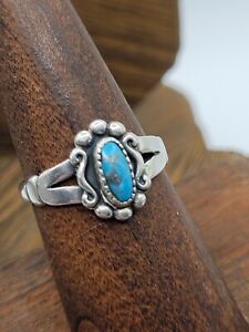Vintage Sterling Silver Turquoise Old Pawn Native American Ring Size 6.25