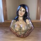 Vtg Holland Mold Pirate Gypsy Wench Bust Signed Ceramic Statue 70s .
