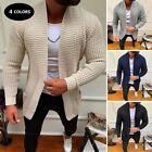 Mens Long Sleeve Coat Knitwear Warm V-Neck Sweater Cardigan Outwear Solid Jacket
