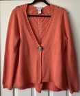 Soft Surroundings Medium Cardigan Sweater Open Knit 26485 Coral Orange