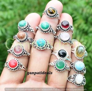 500pcs Wholesale Lots Tiger Eye & Mix Gemstone Rings  925 Silver Plated Jewelry