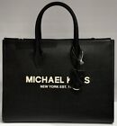 Michael Kors Mirella Medium EW Black Leather Satchel Shoulder TOTE Bag
