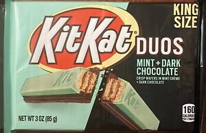 Kit Kat Duos MINT DARK CHOCOLATE Bar Crisp Wafers Mint Creme 3oz Candy KING SIZE