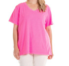 FRESH PRODUCE 3X Cosmos PINK PINSTRIPE $49 ALLURE Jersey V Neck Tee NWT