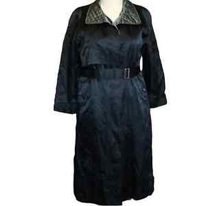 London Fog Womens Size 12 Regular Black Satin Lined Trench Coat Removable Liner