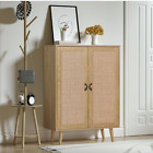 44'' Tall Sideboard Storage Cabinet with Crafted Rattan Door Adjustable Shelves