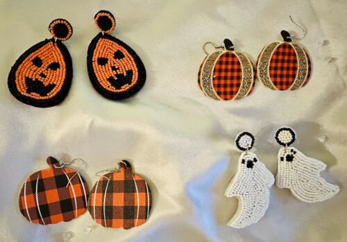 BRAND NEW Lot Of 4 FALL HALLOWEEN THANKSGIVING Earrings Pumpkins GREAT GIFTS!