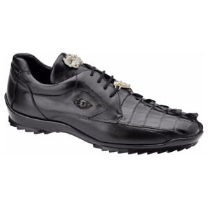 Belvedere Vasco Black Crocodile & Soft Calfskin Sneakers