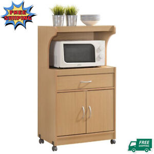 Rolling Microwave Stand Kitchen Islands Cart Durable Dining Storage Portable New