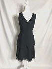 Vtg Ann Tjian for Kenar Sleeveless Vest Tuxedo Dress Sz 12 Black Satin Trim