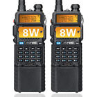 2x Baofeng UV-5R 8W Tri-Power 3800mAh Dual Band Ham Two Way Radio Walkie Talkie