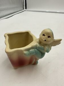 Vintage Shawnee Pottery USA Small Fairy Pixie Planter Pink/Yellow/Blue #536