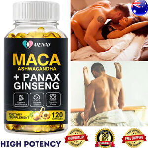 Maca Ashwagandha+ Panax Ginseng Capsules Peruvian Extract Organic Vitamins 120pc
