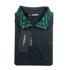 J.Lindeberg Black Green Color AOP TXJERSEY Performance Golf Polo Size M NWT